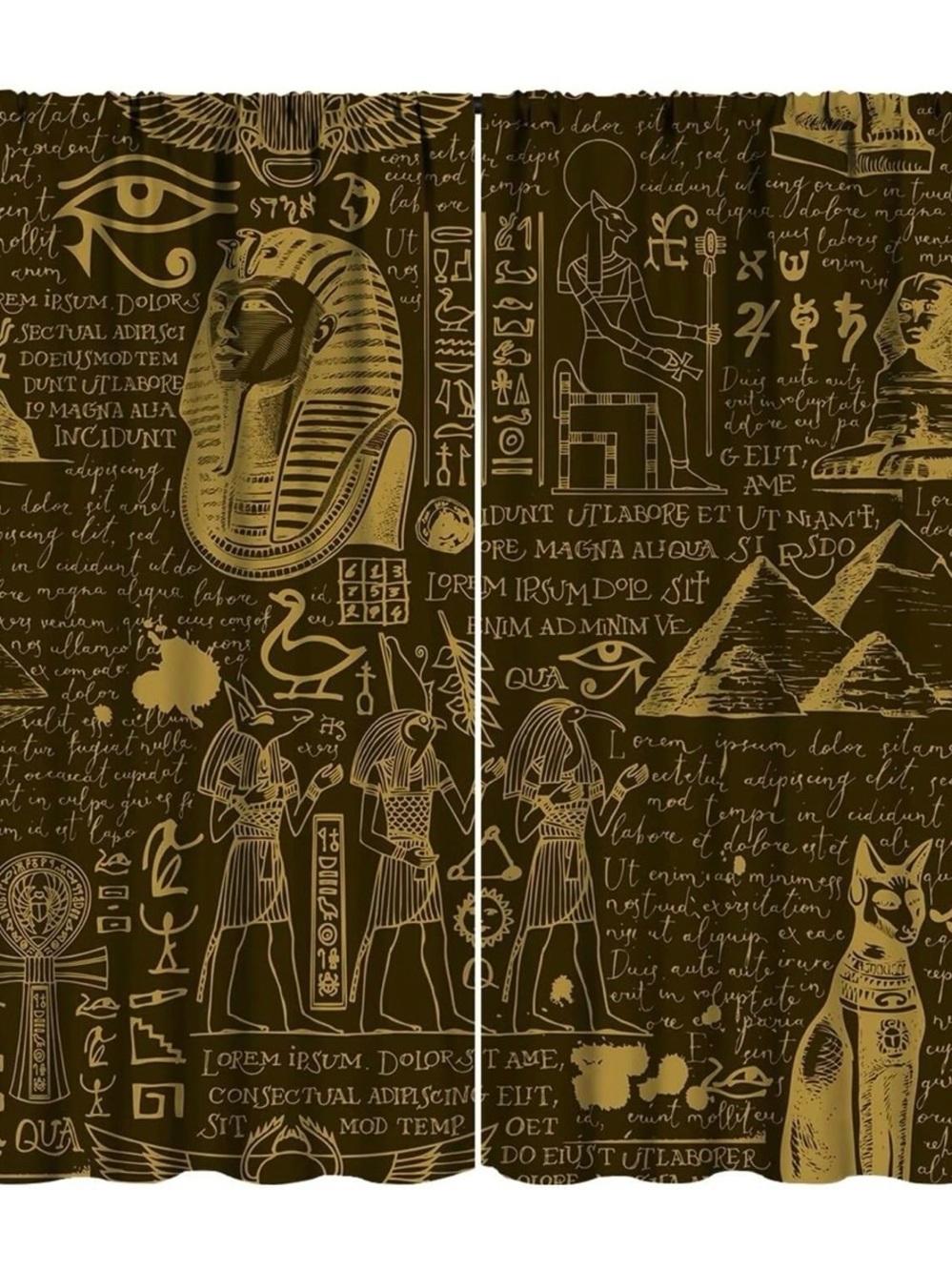 Egyptian Hieroglyph Gold and Black Wall Panel Set
